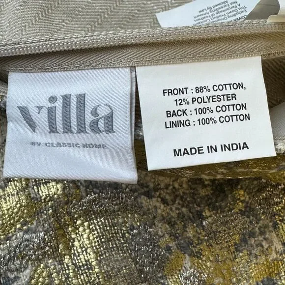 Pottery Barn x Villa Blaise Luciana Pillow Cover in Rain Blue Gold Metallic NEW - Picture 8 of 11